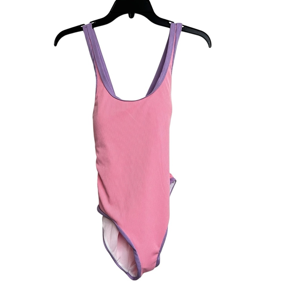 New Poetry In Ocean Pink Purple Colorblock One Piece‎ Bathing Suit Swimsuit